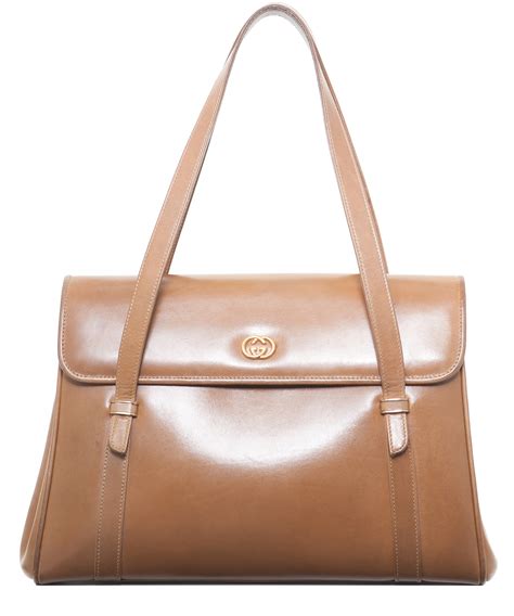 vintage gucci brown solid leather shoulder tote|Gucci tote bag outlet.